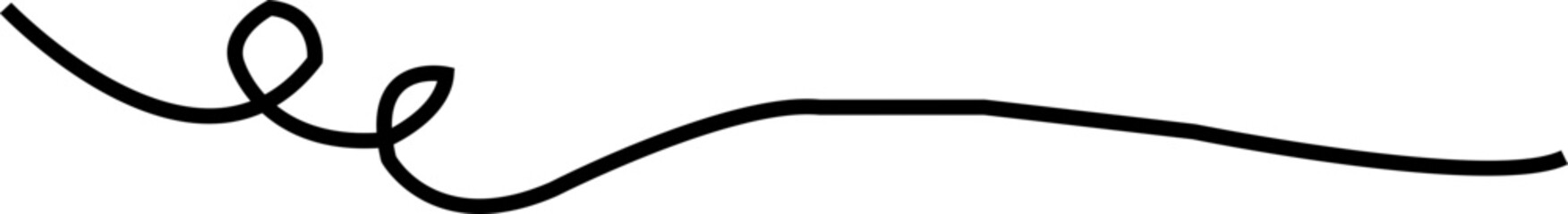 Hand drawn curly swiss, swashes, swoop. Calligraphy swirl. Highlight text element Vector isolated on transparent background. Underline typography tail shape. Brush drawn thick curved smear.