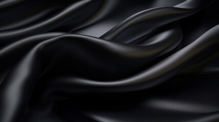 Obraz premium Close-up of luxurious black silk fabric, showcasing its smooth texture and the play of light on its surface.