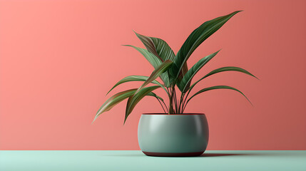Fototapeta na wymiar plant in a vase on pink background