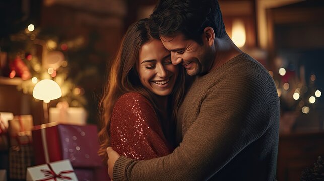 Christmas Hug: Festive Moments Of Love And Joy At Home, Cozy, Romantic, And Filled With The Spirit Of Love And Togetherness, Making It A Special And Memorable Holiday Moment.