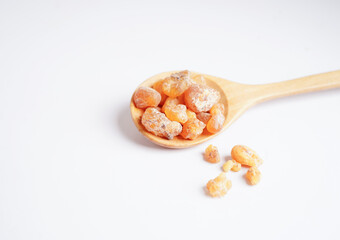 Frankincense or olibanum aromatic resin used in incense and perfumes.