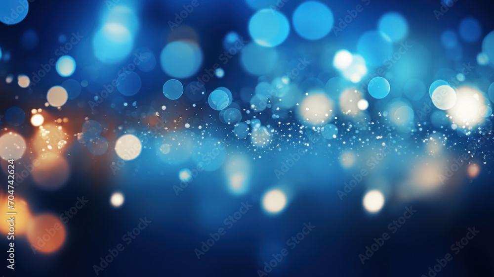Aufkleber an abstract background of blue bokeh lights, creating a tranquil and dreamy atmosphere with delicate