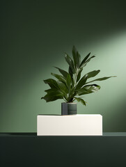 platform podium with plant product presentation background