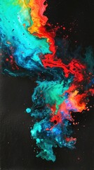 swirling colors of paint against a black background