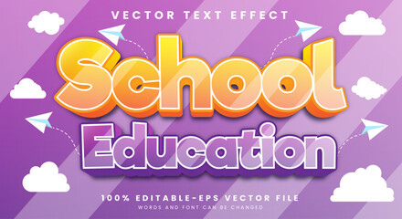 School Education 3d editable text effect Template with showcase background