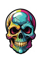 Dead Skull colored Illustration on Transparent Background