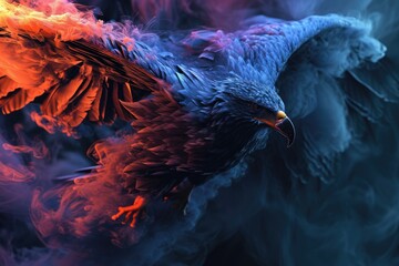 eagle on smoke background, eagle fantasy art background - obrazy, fototapety, plakaty