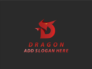 Red dragon themed D letter logo illustration. easy to use and customize.