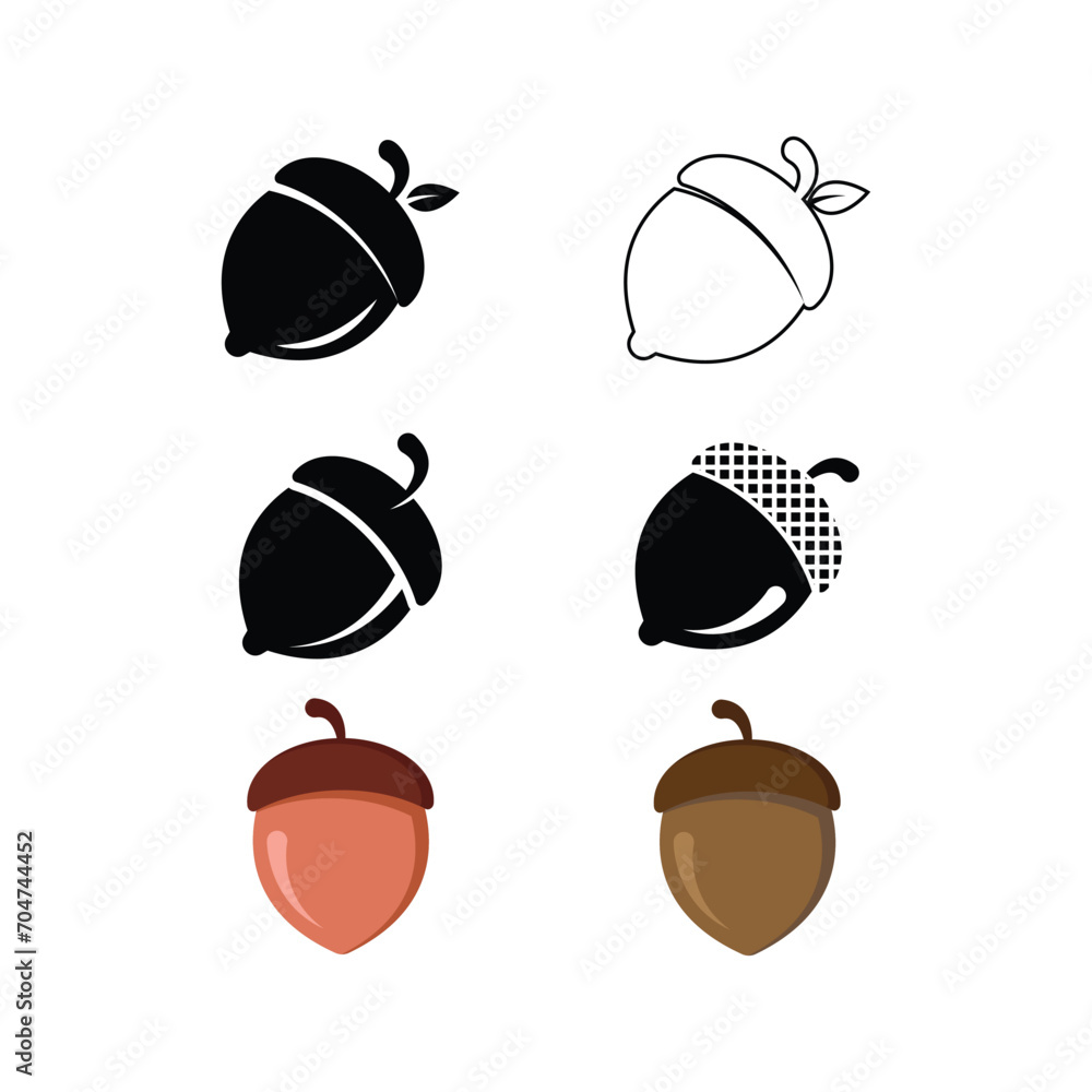 Wall mural nut acorn icon set