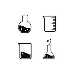 glass beaker icon set