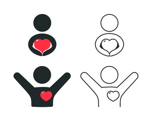 Person love icon, love yourself. Illustration vector