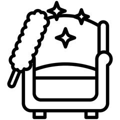 Feather black outline icon, relate to housekeeping. use for UI or UX kit, web and app development.