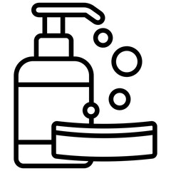 Obraz premium Soap black outline icon, relate to housekeeping. use for UI or UX kit, web and app development.