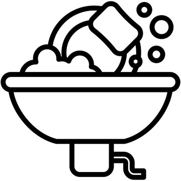 sink washing dishes with soap bubbles clip art preview