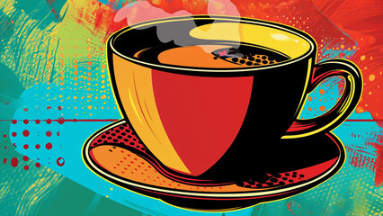Bold Coffee Art A Vibrant Pop Masterpiece for Caffeine Enthusiasts