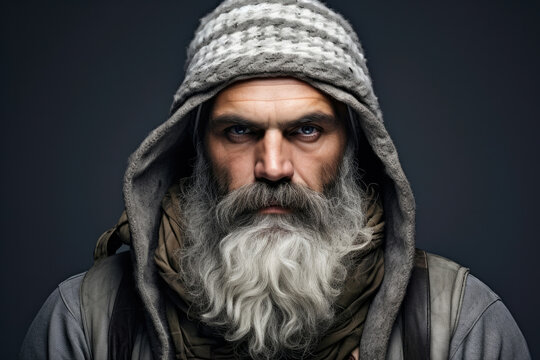 Male face mature portrait guy beard hair caucasian adult white men person closeup