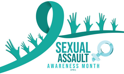 Sexual assault awareness month. background, banner, card, poster, template. Vector illustration. - obrazy, fototapety, plakaty