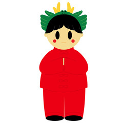 Chinese Cartoon character , Lunar new year , Chinese costume , Cute Chinese boy , Dragon costume , Dragon headband