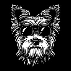Yorkshire Terrier black and white dog, cutout