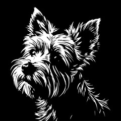 Yorkshire Terrier black and white dog, cutout - obrazy, fototapety, plakaty
