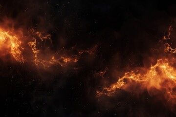 Fire embers particles over black background - obrazy, fototapety, plakaty