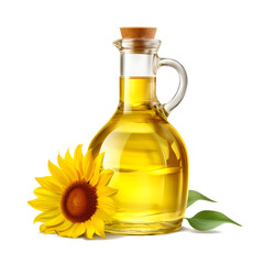 Sunflower oil in glass isolated on transparent or white background, png