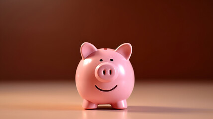 Isolated image of a smiling pink piggy bank,  signifying financial well-being