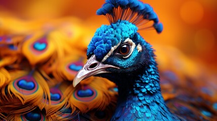 Obraz premium Peacock bird colorful blue animal conservation fauna