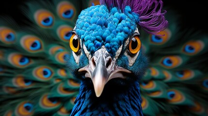 Peacock bird colorful blue animal conservation fauna - obrazy, fototapety, plakaty