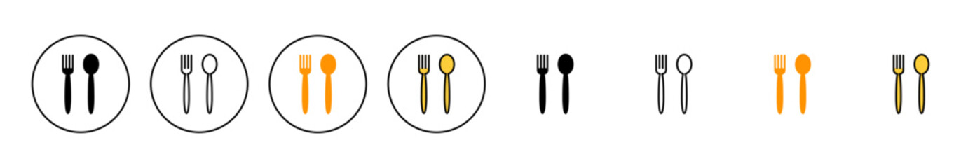 spoon and fork icon set vector. spoon, fork and knife icon vector. restaurant sign and symbol - obrazy, fototapety, plakaty