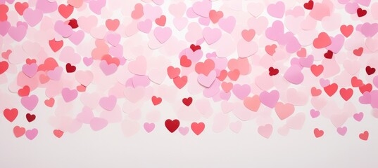 Pink and red hearts confetti background