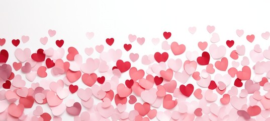 Obraz premium Pink and red hearts confetti background