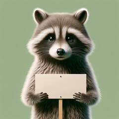 Raccoon Holding a Placard