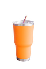 orange travel mug Isolated on white background