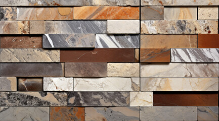 Marble Tile Mosaic with Diverse Textures and Color Tones