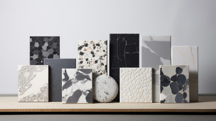 Modern Assortment of Textured Ceramic and Stone Tiles