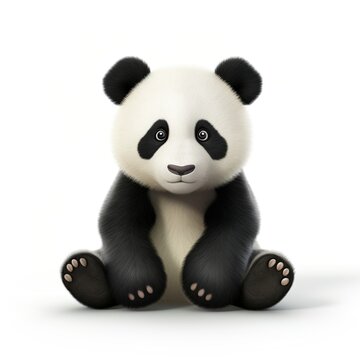 3D rendering of a cartoon panda sitting down
