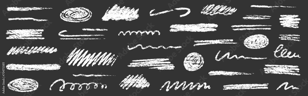 Poster chalk brush underline stroke set. crayon marker highlight scribble stroke. vector hand drawn brush u