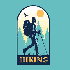 vintage Hiking People illustration