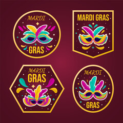 Mask and Beads on Mardi Gras Festival Sticker