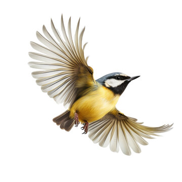 Cute bird flying, photo realistic, isolate on transparency background png 