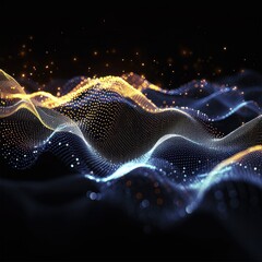 digital wave of particles futuristic point wave technology light effect