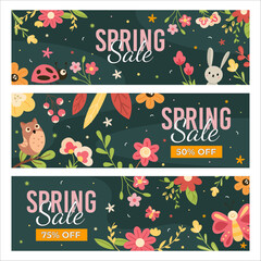 Spring Sale with Cute Animal Banner