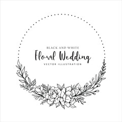 Obraz premium Geometric wedding floral invitation, polygonal line art with floral wedding chic invitation