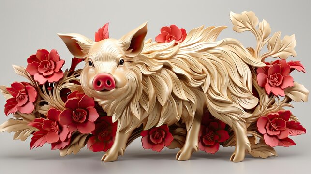 a pig symbol hangs around the chinese zodiac symbol in the ,New Year Celebration, Chinese New year, Chinese New year Celebratin