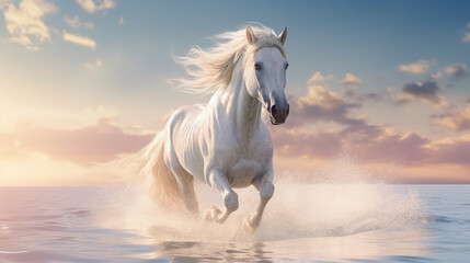 Fototapeta premium horse on the beach at sunset