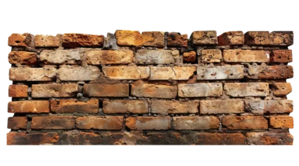 Papier Peint photo Lavable Mur de briques Old brown brick wall isolated on transparent background