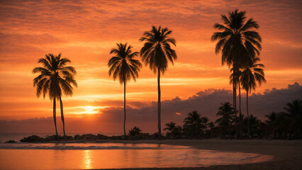 Obraz premium a photo that captures the magical moment when the sun dips below the horizon, leaving behind a mesmerizing afterglow