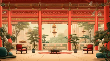 Fotobehang Traditional garden palace design in ancient China  © 天下 独孤