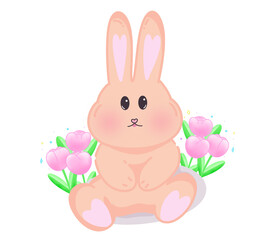 easter bunny with pink flower